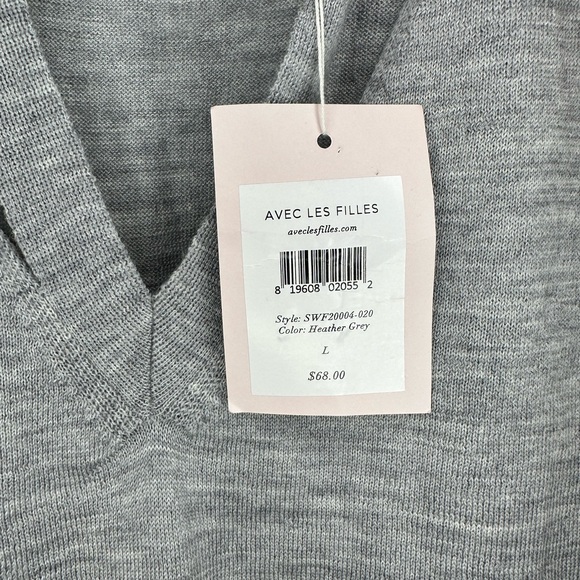 Avec Les Filles 100% Wool Cutout V-Neck Sweater Sz.L - Picture 3 of 5